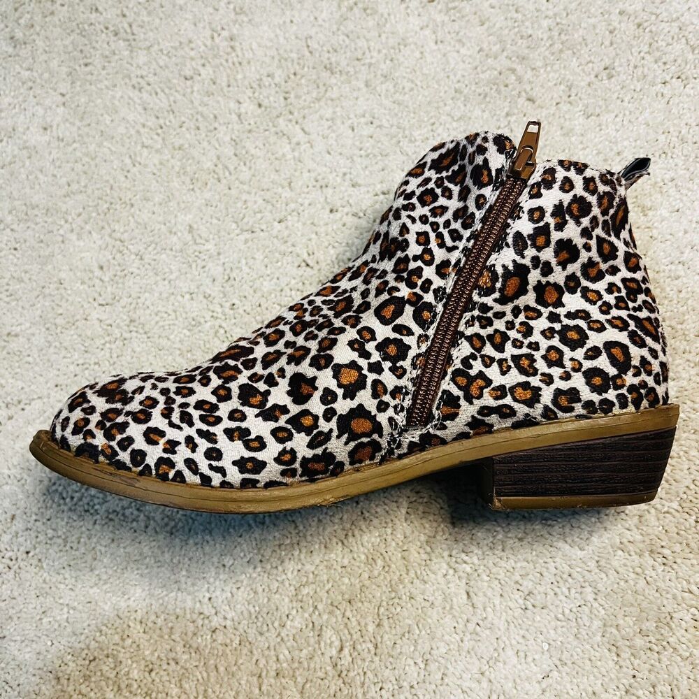 Women's Leopard Chunky Heels Ankle Boots Booties Round Toe Retro Party Shoe 7.5 - Picture 7 of 14